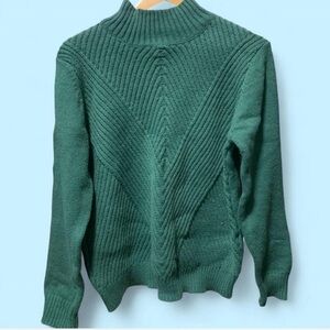 SHEIN Forest Green Ribbed Turtleneck Sweater